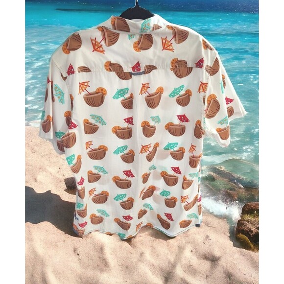 Huntington Beach Club Mens Shirt Tropical Hawaiian Short Sleeve Button Up XL - Picture 2 of 6